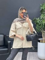 مانتو لینن پایین گت سر جیب دکمه کد 4469 - تصویر 21