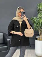 مانتو لینن پایین گت سر جیب دکمه کد 4469 - تصویر 5