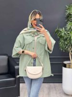 مانتو لینن پایین گت سر جیب دکمه کد 4469 - تصویر 24