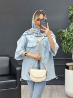 مانتو لینن پایین گت سر جیب دکمه کد 4469 - تصویر 9