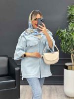 مانتو لینن پایین گت سر جیب دکمه کد 4469 - تصویر 6