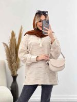 مانتو لینن نچرال یقه منگوله دار کد 4507 - تصویر 8