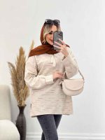مانتو لینن نچرال یقه منگوله دار کد 4507 - تصویر 4