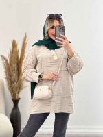 مانتو لینن نچرال یقه منگوله دار کد 4507 - تصویر 6