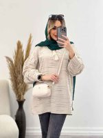 مانتو لینن نچرال یقه منگوله دار کد 4507 - تصویر 17