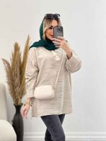 مانتو لینن نچرال یقه منگوله دار کد 4507 - تصویر 13