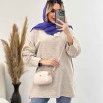 مانتو لینن نچرال یقه منگوله دار کد 4507