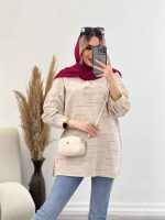 مانتو لینن نچرال یقه منگوله دار کد 4507 - تصویر 2