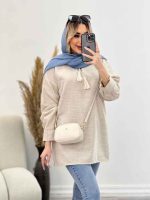 مانتو لینن نچرال یقه منگوله دار کد 4507 - تصویر 10