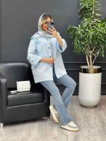 مانتو لینن جیب پیله بغل دو دکمه کد 4489 - تصویر 5