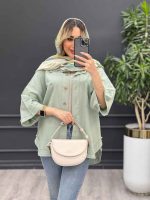 مانتو لینن جیب دکمه کد 4510 - تصویر 7