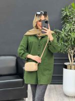 مانتو کتان دو جیب پایین کد 4476 - تصویر 3