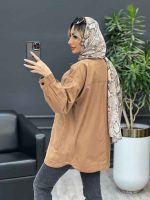 مانتو کتان دو جیب پایین کد 4476 - تصویر 2