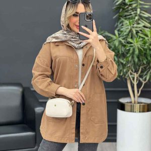 مانتو کتان دو جیب پایین کد 4476