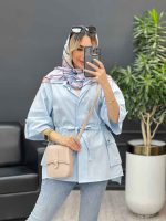 مانتو لینن دکمه مخفی دو جیب کد 4452 - تصویر 9