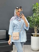 مانتو لینن دکمه مخفی دو جیب کد 4452 - تصویر 2