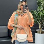 مانتو لینن دکمه مخفی دو جیب کد 4452