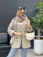 مانتو لینن چهاردکمه آستین پاکتی کد 4484 - تصویر 3
