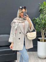 مانتو لینن چهاردکمه آستین پاکتی کد 4484 - تصویر 9