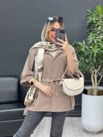 مانتو لینن دکمه مخفی دو جیب کد 4452 - تصویر 4