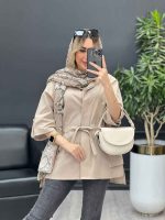 مانتو لینن دکمه مخفی دو جیب کد 4452 - تصویر 18