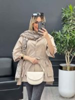 مانتو لینن دکمه مخفی دو جیب کد 4452 - تصویر 10