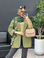 مانتو لینن چهاردکمه آستین پاکتی کد 4484 - تصویر 4