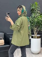 مانتو لینن چهاردکمه آستین پاکتی کد 4484 - تصویر 12