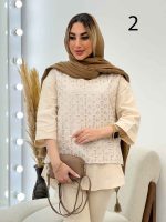 وست طرح دار لینن نچرال کد 4548 - تصویر 3
