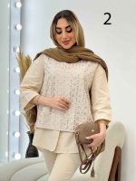 وست طرح دار لینن نچرال کد 4548 - تصویر 14