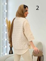 وست طرح دار لینن نچرال کد 4548 - تصویر 9