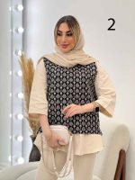 وست طرح دار لینن نچرال کد 4548 - تصویر 2