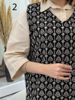 وست طرح دار لینن نچرال کد 4548 - تصویر 5