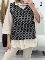 وست طرح دار لینن نچرال کد 4548 - تصویر 12