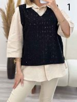 وست طرح دار لینن نچرال کد 4548 - تصویر 18