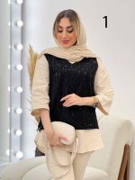 وست طرح دار لینن نچرال کد 4548 - تصویر 4