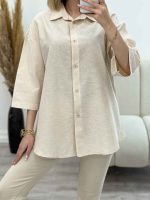 وست طرح دار لینن نچرال کد 4548 - تصویر 6