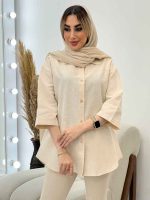 وست طرح دار لینن نچرال کد 4548 - تصویر 8