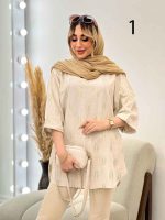 مانتو لینن نچرال آستین دوبل کد 4545 - تصویر 3