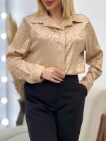 شومیز ساتن طرح پلنگی کد 4536 - تصویر 5