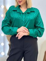 شومیز ساتن طرح پلنگی کد 4536 - تصویر 2