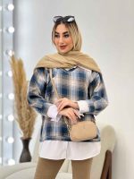 مانتو چهارخونه جلو بسته ترکیبی کد 4535 - تصویر 4