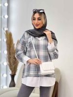 مانتو چهارخونه جلو بسته ترکیبی کد 4535 - تصویر 7
