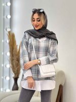 مانتو چهارخونه جلو بسته ترکیبی کد 4535 - تصویر 15