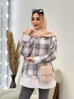 مانتو چهارخونه جلو بسته ترکیبی کد 4535 - تصویر 18