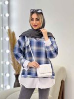 مانتو چهارخونه جلو بسته ترکیبی کد 4535 - تصویر 8