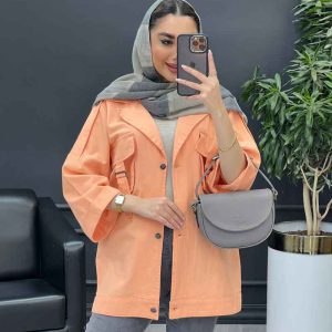 مانتو دو جیب پاکتی سگک دار کد 4518