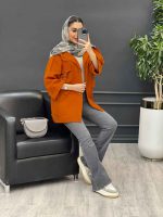 مانتو دو جیب پاکتی سگک دار کد 4518 - تصویر 8