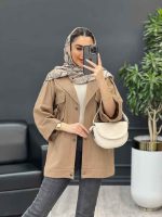 مانتو دو جیب پاکتی سگک دار کد 4518 - تصویر 18