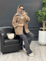 مانتو دو جیب پاکتی سگک دار کد 4518 - تصویر 7